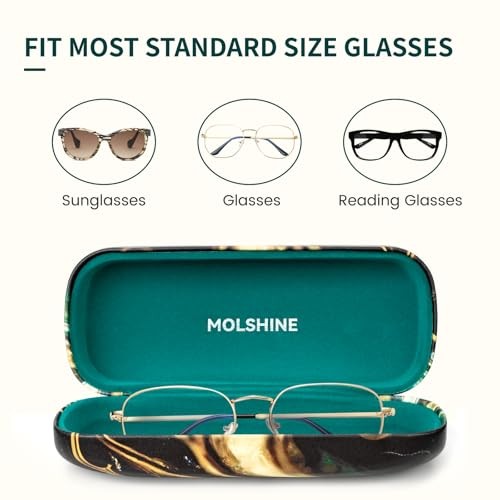 Hard Shell Sunglasses Case, Classic Large Glasses Case for Emerald Marble