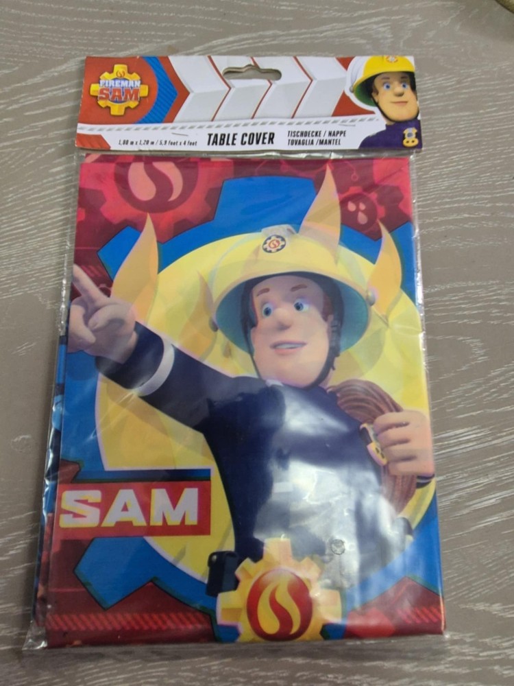 Large Fireman Sam Plastic Table Cover - Birthday - Party - Event