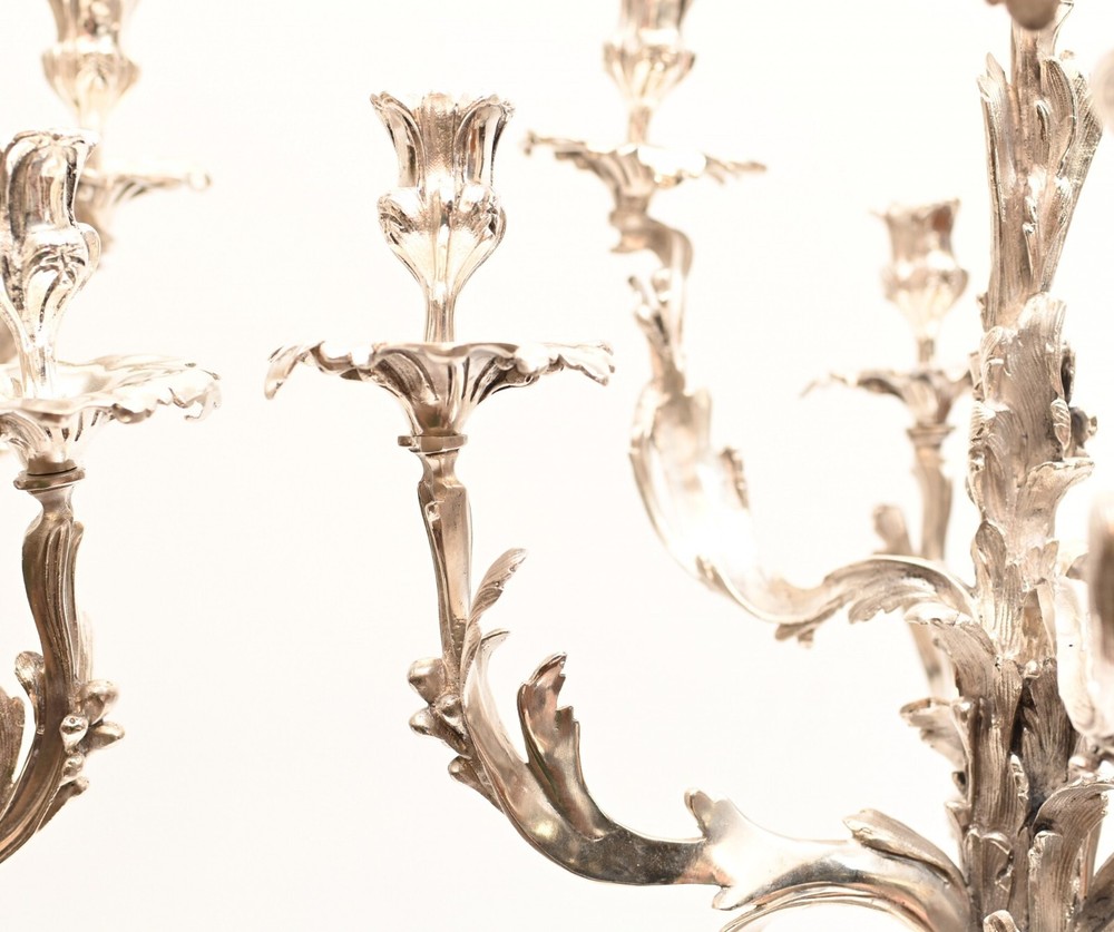 Pair Silver Plate Rococo Candelabras Victorian Candles Sheffield