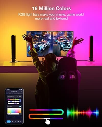 Smart LED Light Bars, Juylux Bright Gaming Lights w/ 10 Dynamic Modes, bluetooth