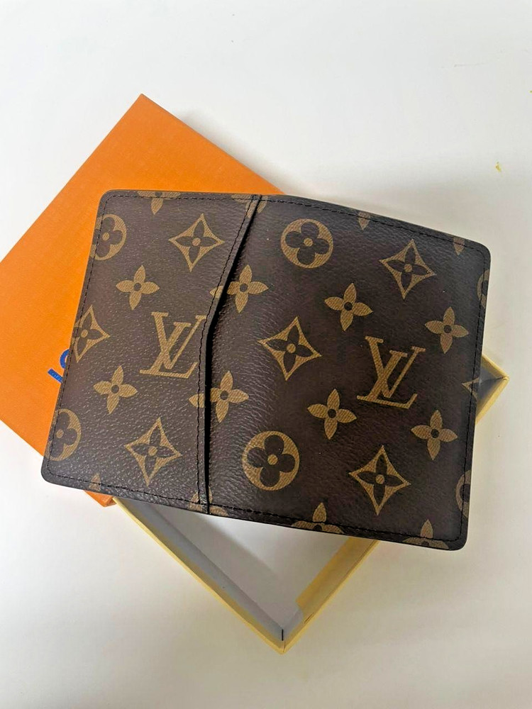 LV Louis Vuitton Pocket Organizer Monogram Eclipse Brown with box