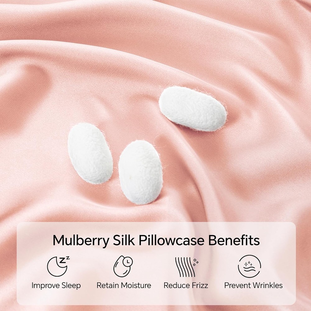Mulberry Silk Pillowcase, Silk Pillowcase Standard Size 2 Pieces Set