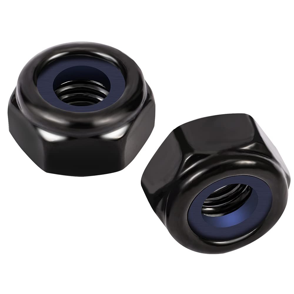 Nylon Insert Hex Lock Nuts Locknuts, 304 Stainless Steel 18-8, Black Oxide, 5...