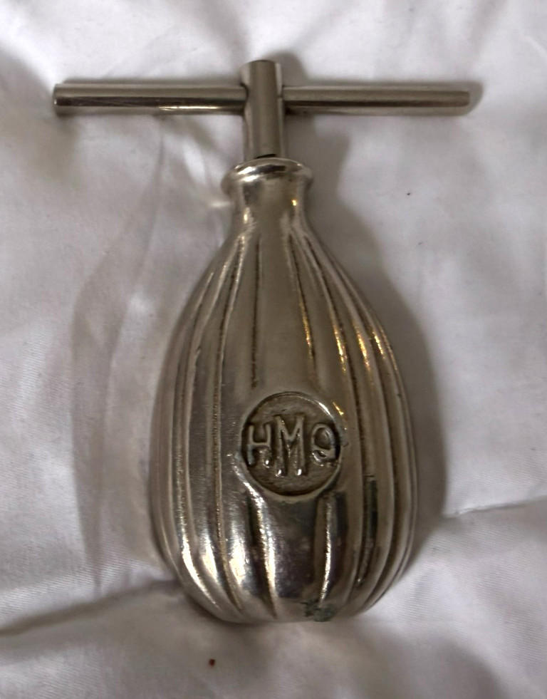 Vintage HMQ Henry M Quackenbush Nickle Plated Turn Screw Nutcracker NUT CRACKER