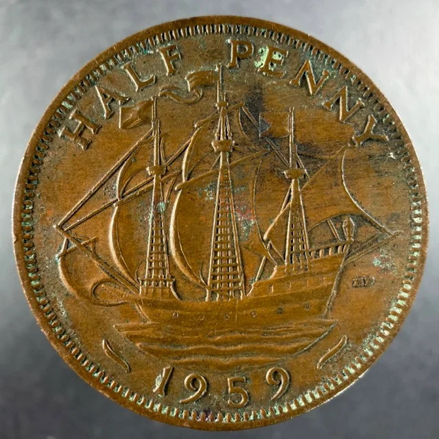 1959 Great Britain Half Penny Choice Example Elizabeth II Bronze
