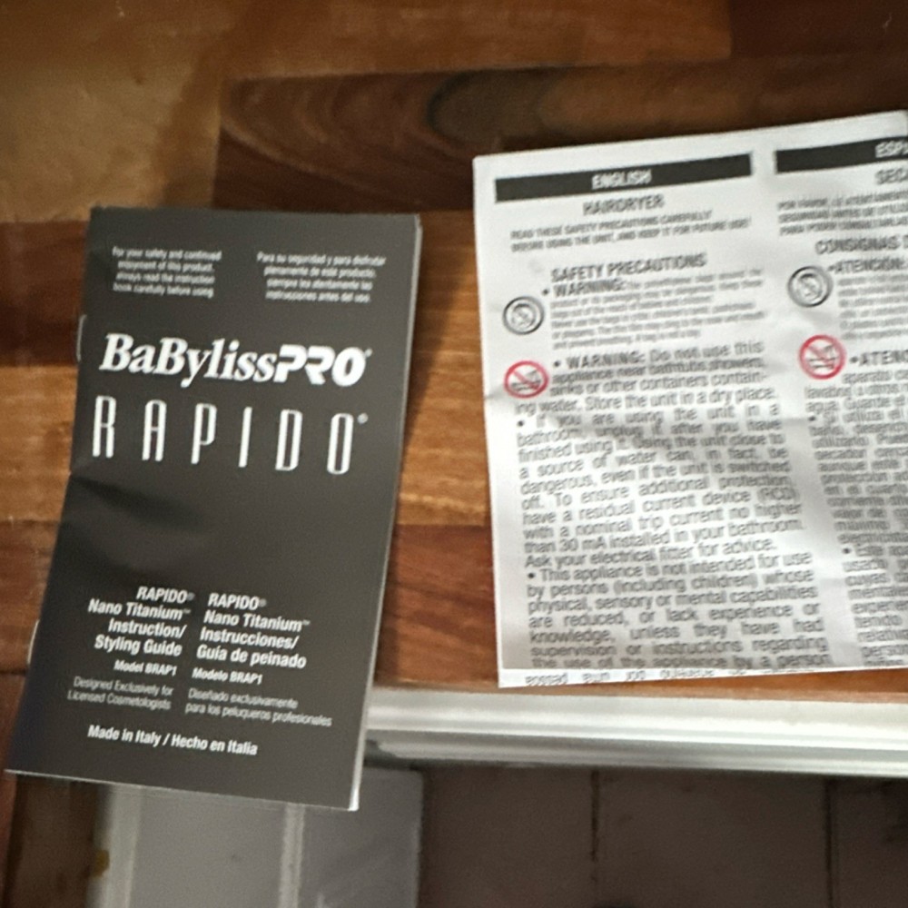 BaBylissPRO Nano Titanium Rapido Ionic Hair Dryer 2000W Diffuser JUST BOX !