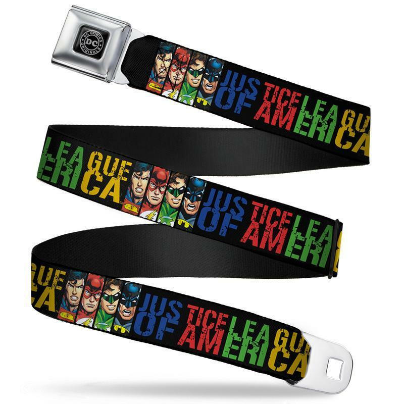 Justice League Multicolor Logo Seatbelt Belt