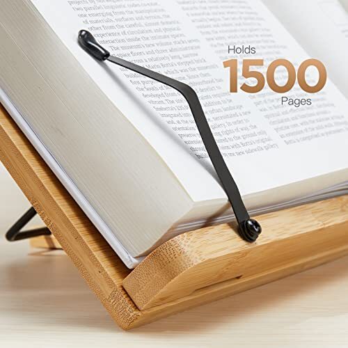 Large Foldable Bamboo Book Stand Adjustable Reading Book Holder for Cookbook