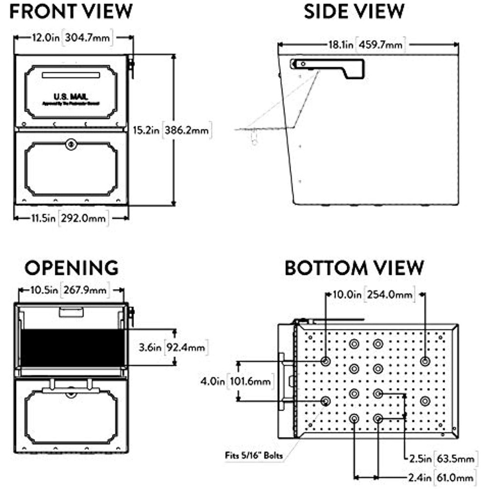 Architectural Mailboxes 620020B-10 TriBolt High Security Parcel Mailbox, Black