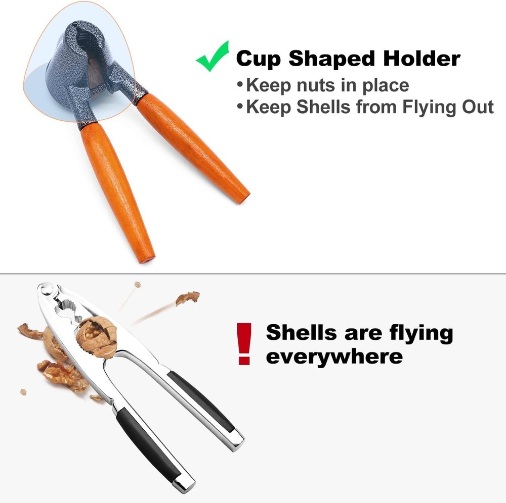 Ergonomic Heavy Duty Nutcracker with Wood Handle - For Effortless Nut Cracking