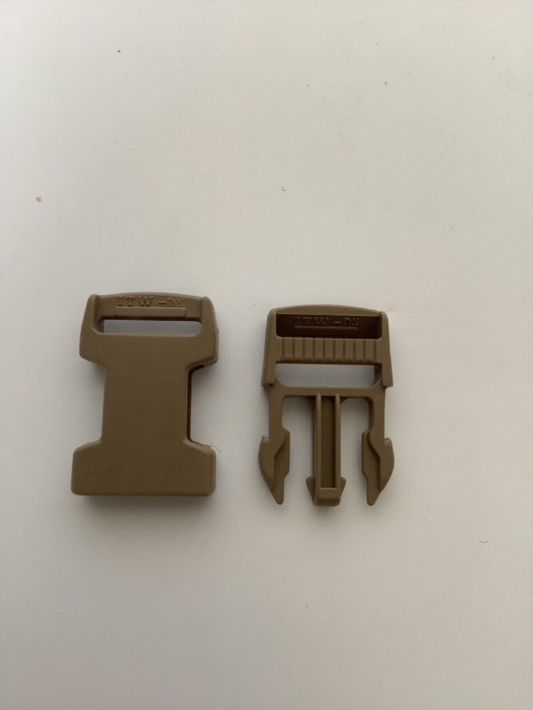 4 ITW Nexus 20 mm Buckle Quick Release Backpack Webbing Strap Plastic Clip Tan