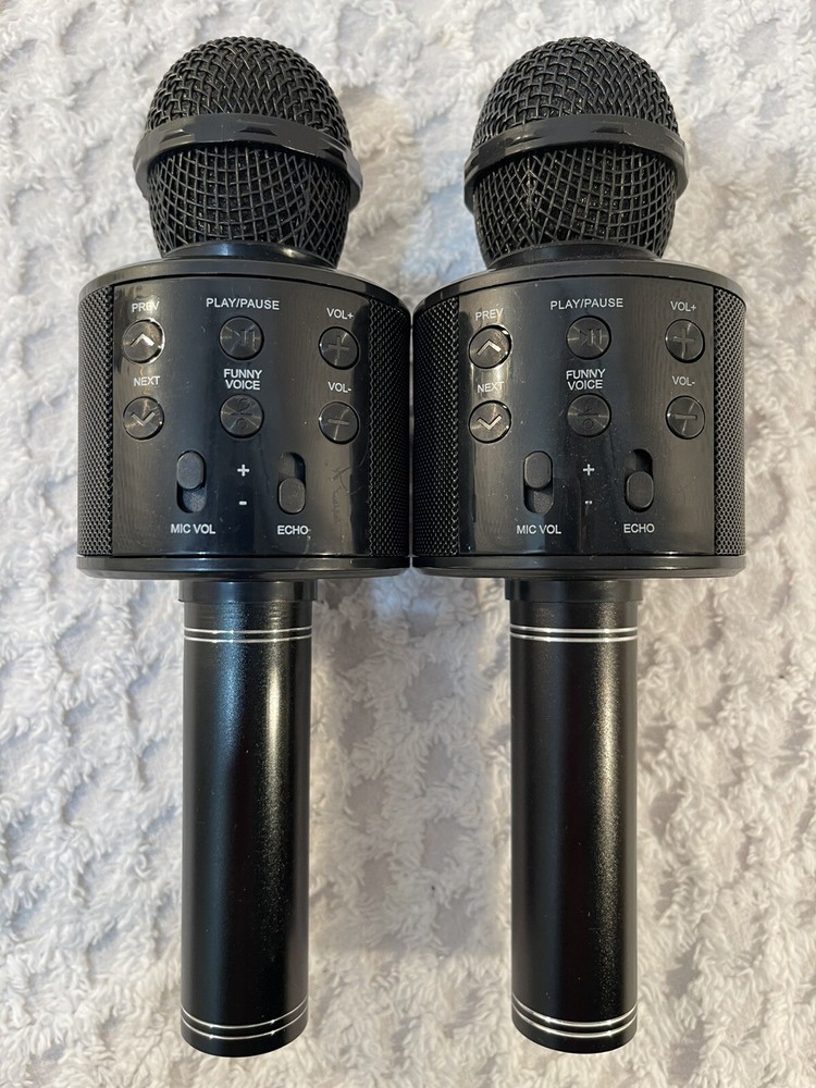 Karaoke Wireless Microphone Bluetooth Speakers ~ Set Of 2 ~ Black~ EUC!