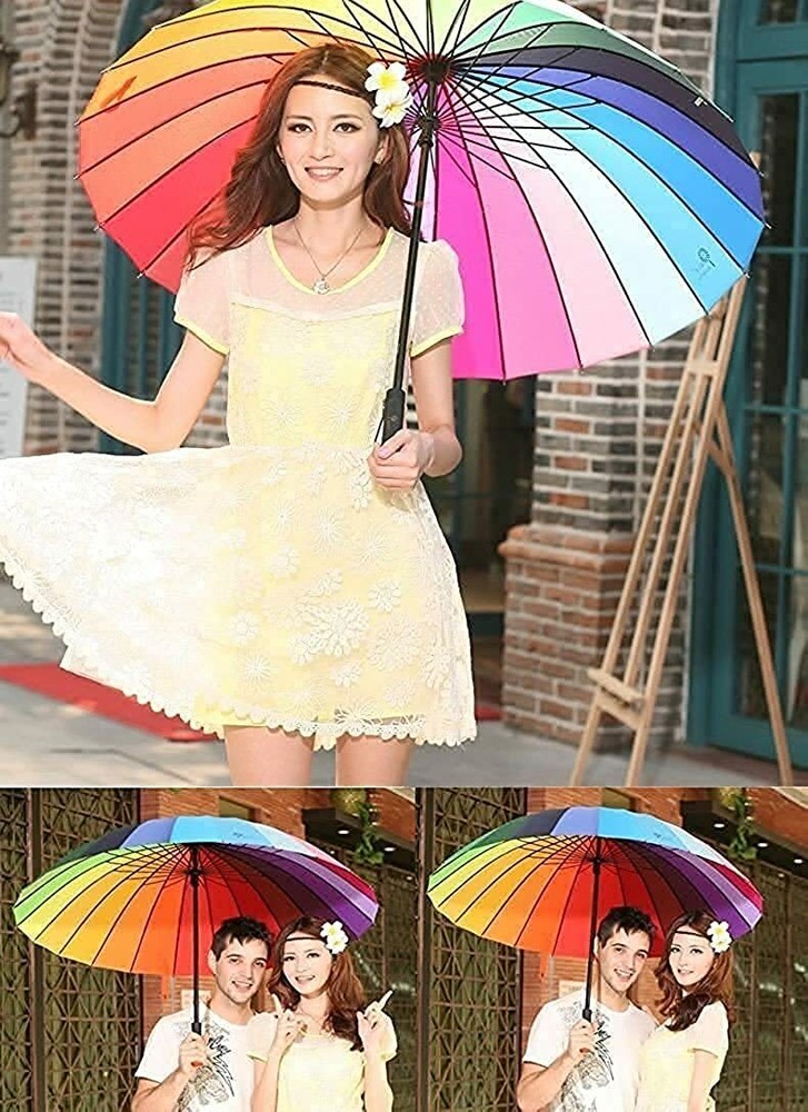 Big Size Rainbow Super Strength, Extra Strong, Straight Canopy Umbrella