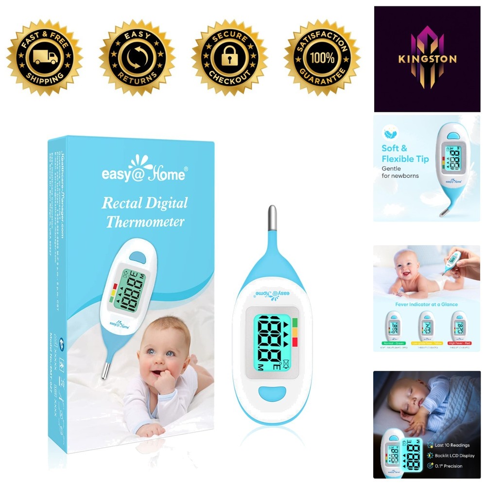 Accurate Baby Rectal Thermometer - Clear LCD Display, Fever Indicator, Quick Use