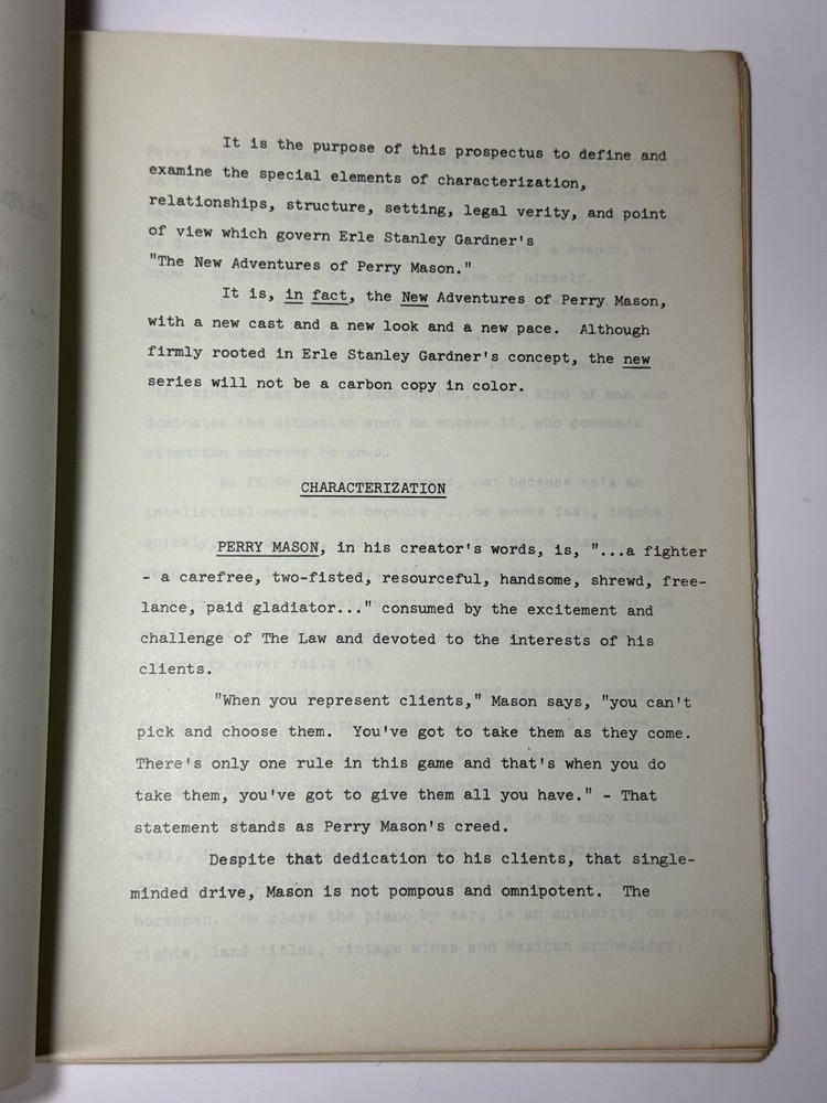 1973 NEW ADVENTURES PERRY MASON SCRIPT “PROSPECTUS” CBS MONTE MARKHAM VINTAGE