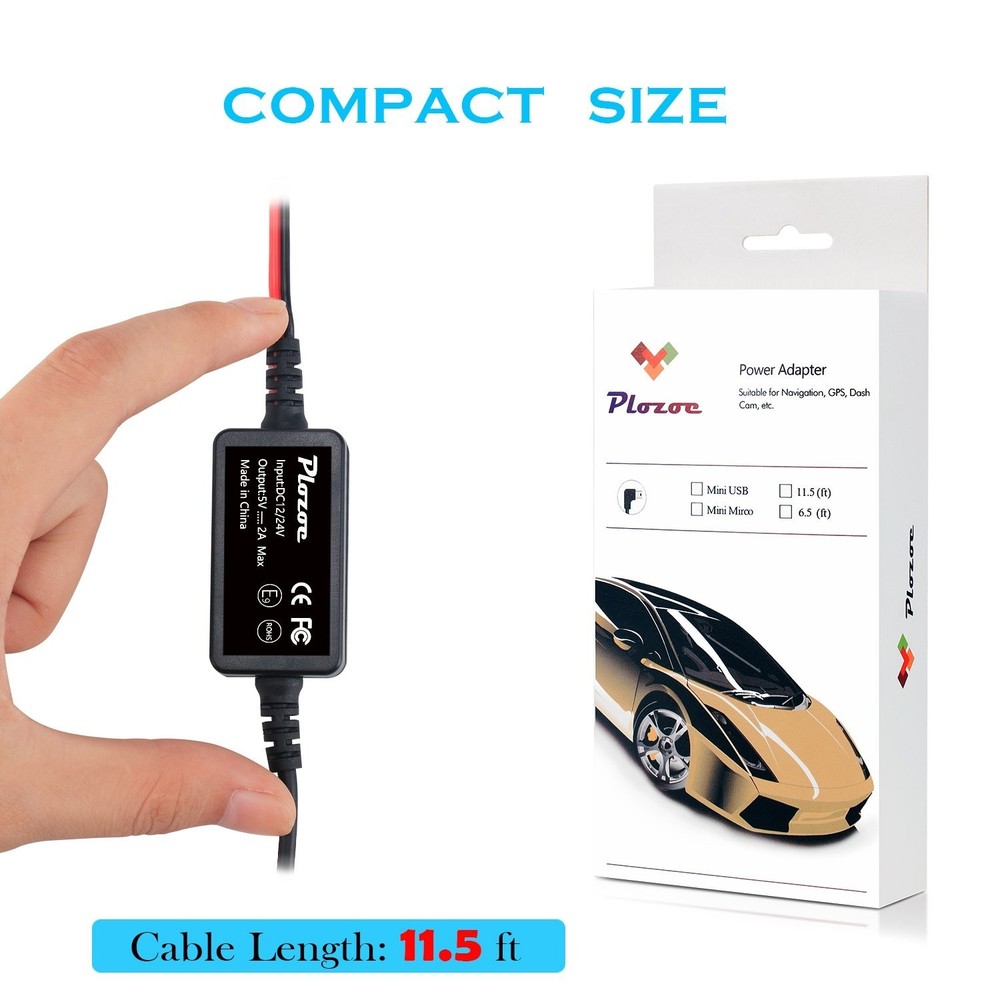 Mini USB Hardwire Kit for Dash Cams - Continuous Power with Protective Features