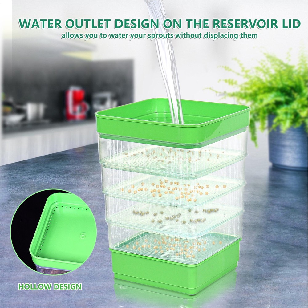 Seed Sprouter Dish Kit Stackable Seedling Starter Tray with Lid Microgreens