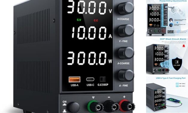 DC Power Supply Variable Adjustable Switching Regulated Bench Power 0-30V 0-10A