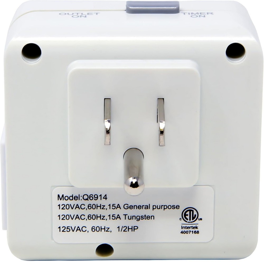 2 Pack 110-125V 3-Pin Timer Plug For Equipment Control 24-Hour Switch Device