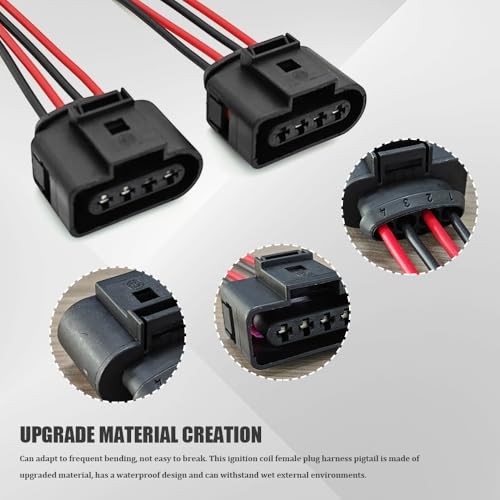 2PCS Ignition Coil Female Connector Plug Harness Pigtail, Auto Waterproof
