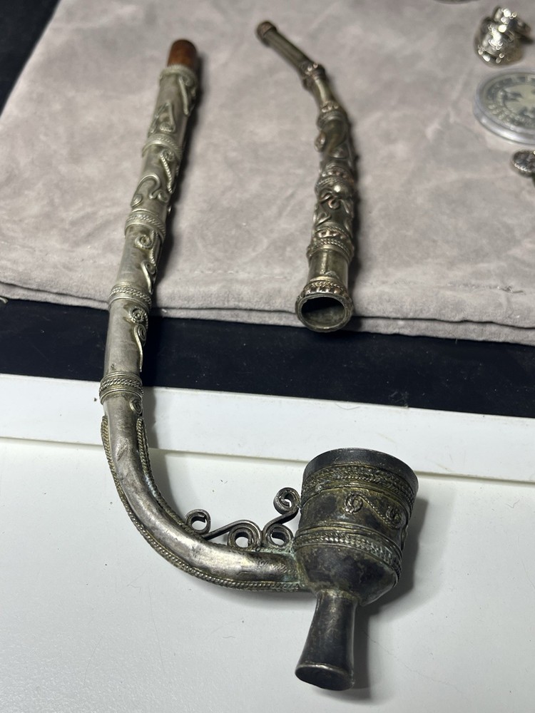 Antique Flegree Silver Pipe 1900s