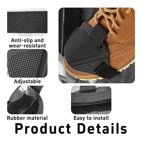 Black Motorcycle Shift Guard, Rubber Boot Protector Pads, Adjustable Shoe 4PCS