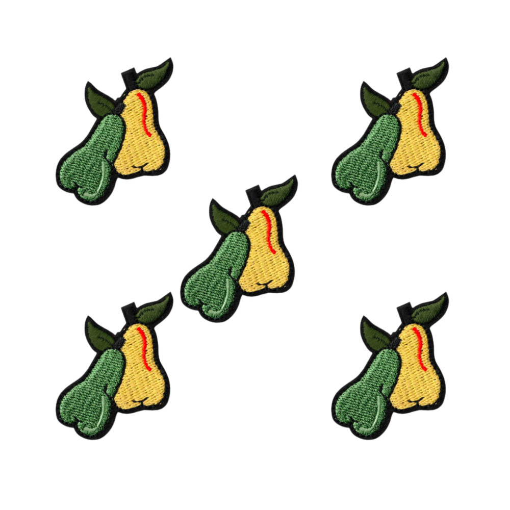 Pears Patches (5-Pack) Fruit Embroidered Iron on Patch Appliques