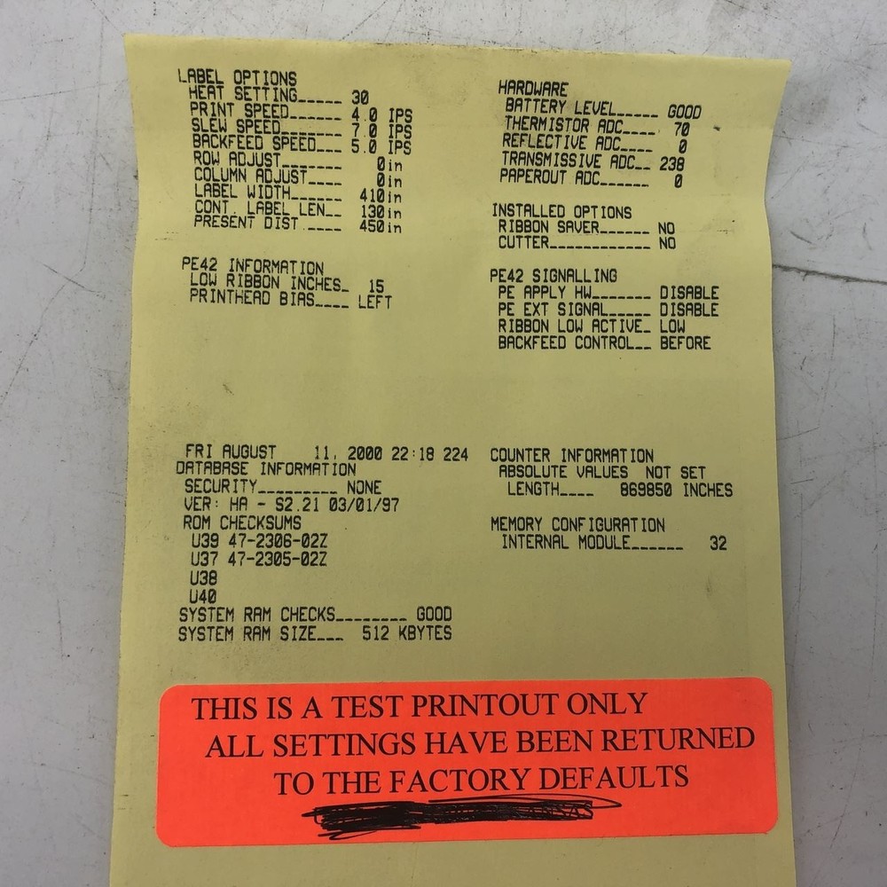 Datamax DMX-PE42 Label Applicator Engine 115/230VAC Includes Test Print New