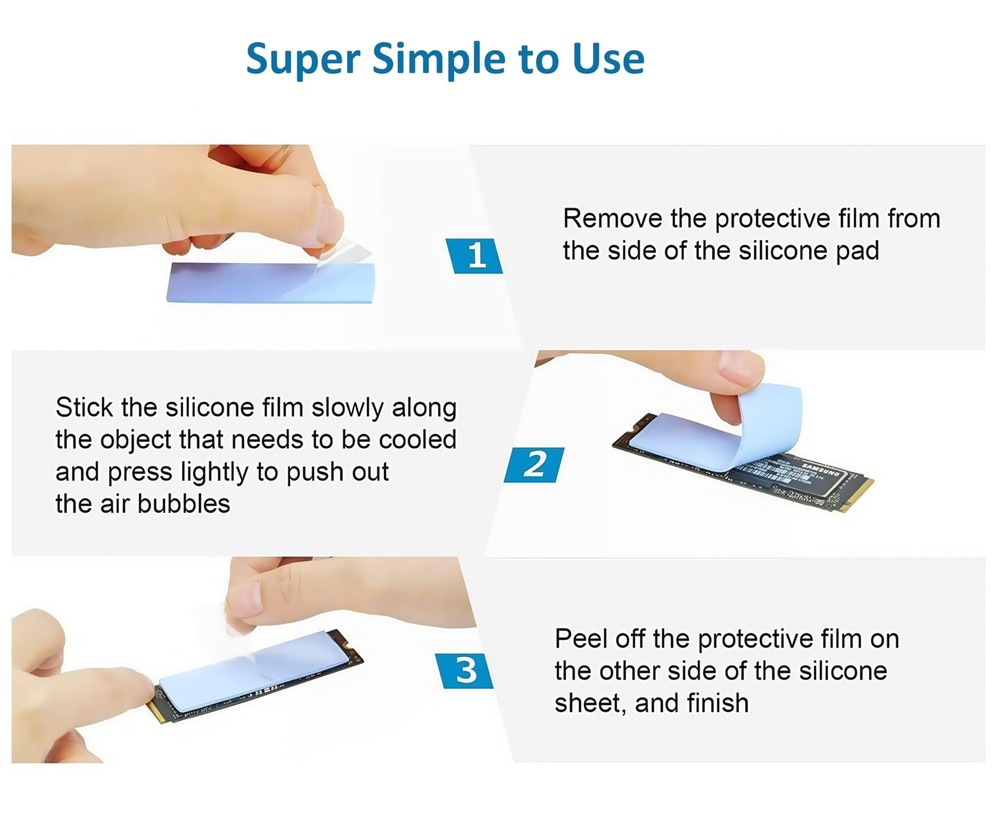 12 Pack Thermal Conductive Silicone Pads Soft Safe Apply SSD CPU GPU Blue