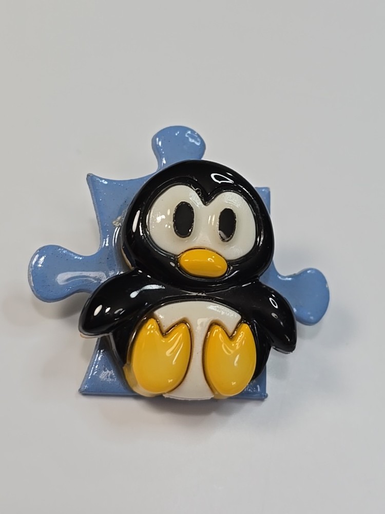 Penguin Bird On Puzzle Piece Lapel Pin