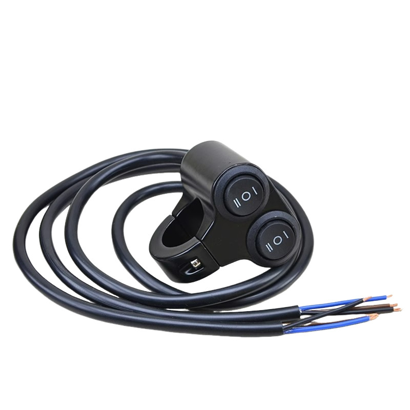 Motorcycle Switch, 7/8" Handlebar Dual Button, ON/OFF/Headlight Control Switch
