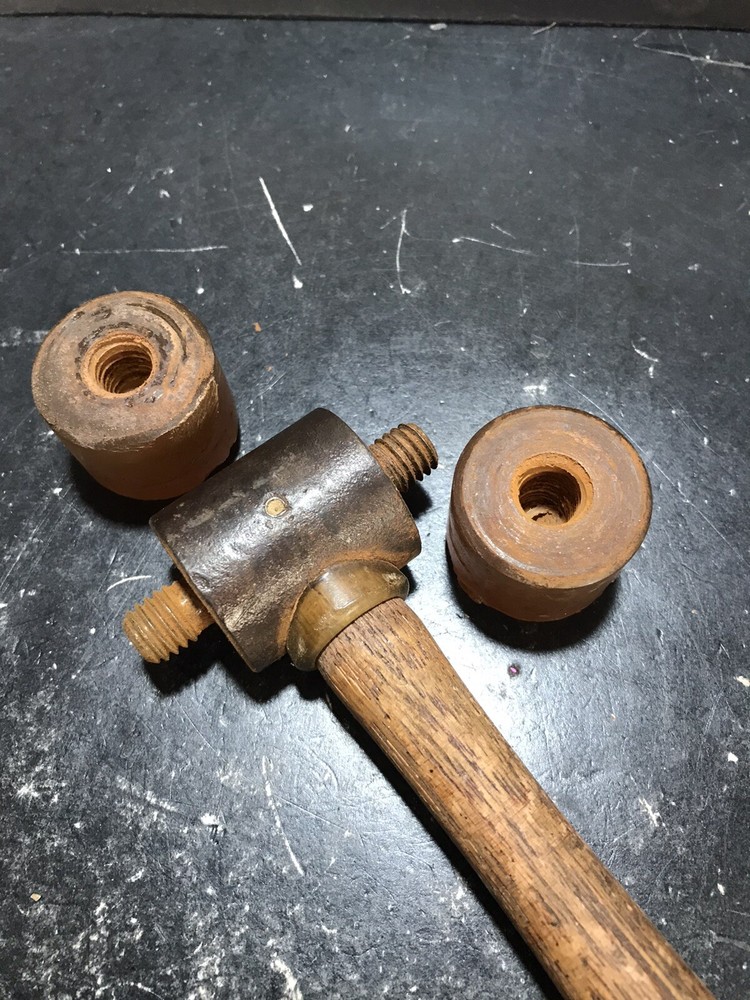 ~VINTAGE Split Plastic Head Wood Handle Hammer Used
