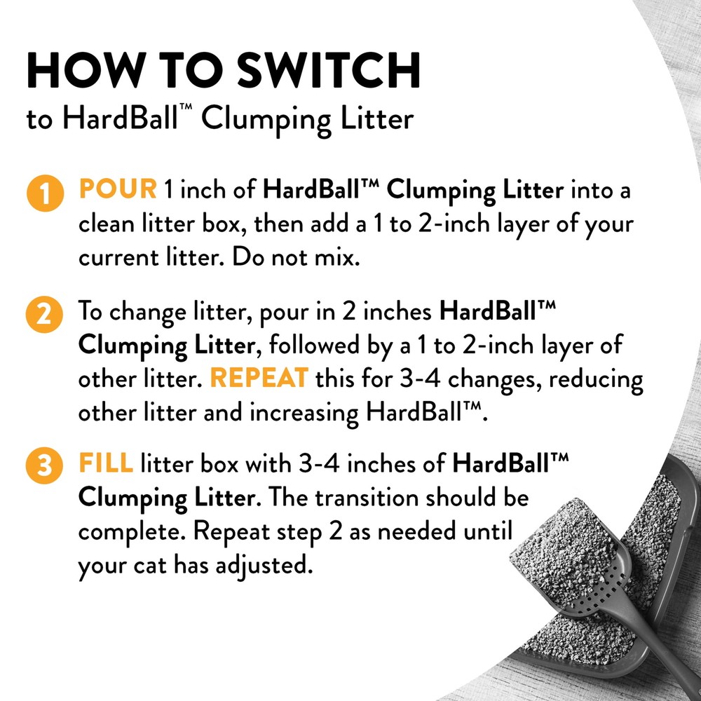 HardBall Lightweight Cat Litter, Multi-Cat No-Mess Scoopable Clumping Litter,