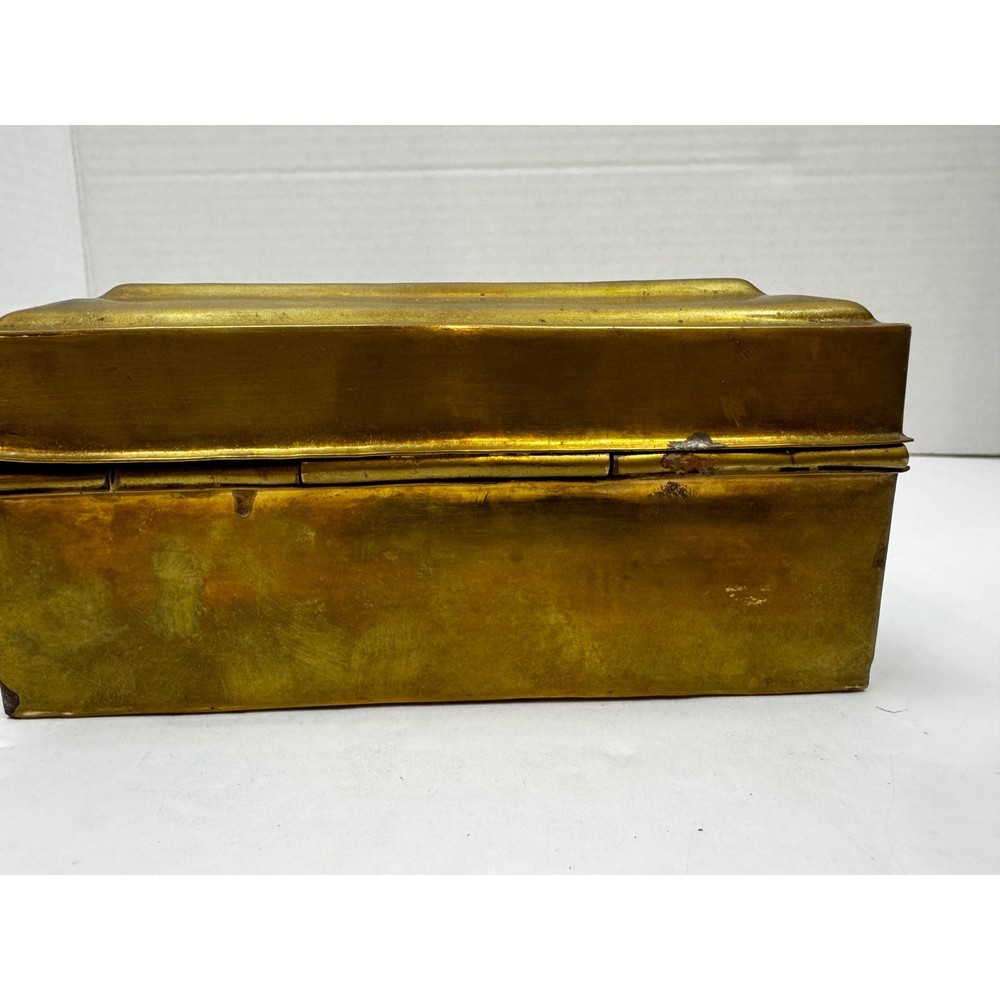 Vintage Solid Brass Hinged Decorative Box Rectangular Keepsake Trinket Chest