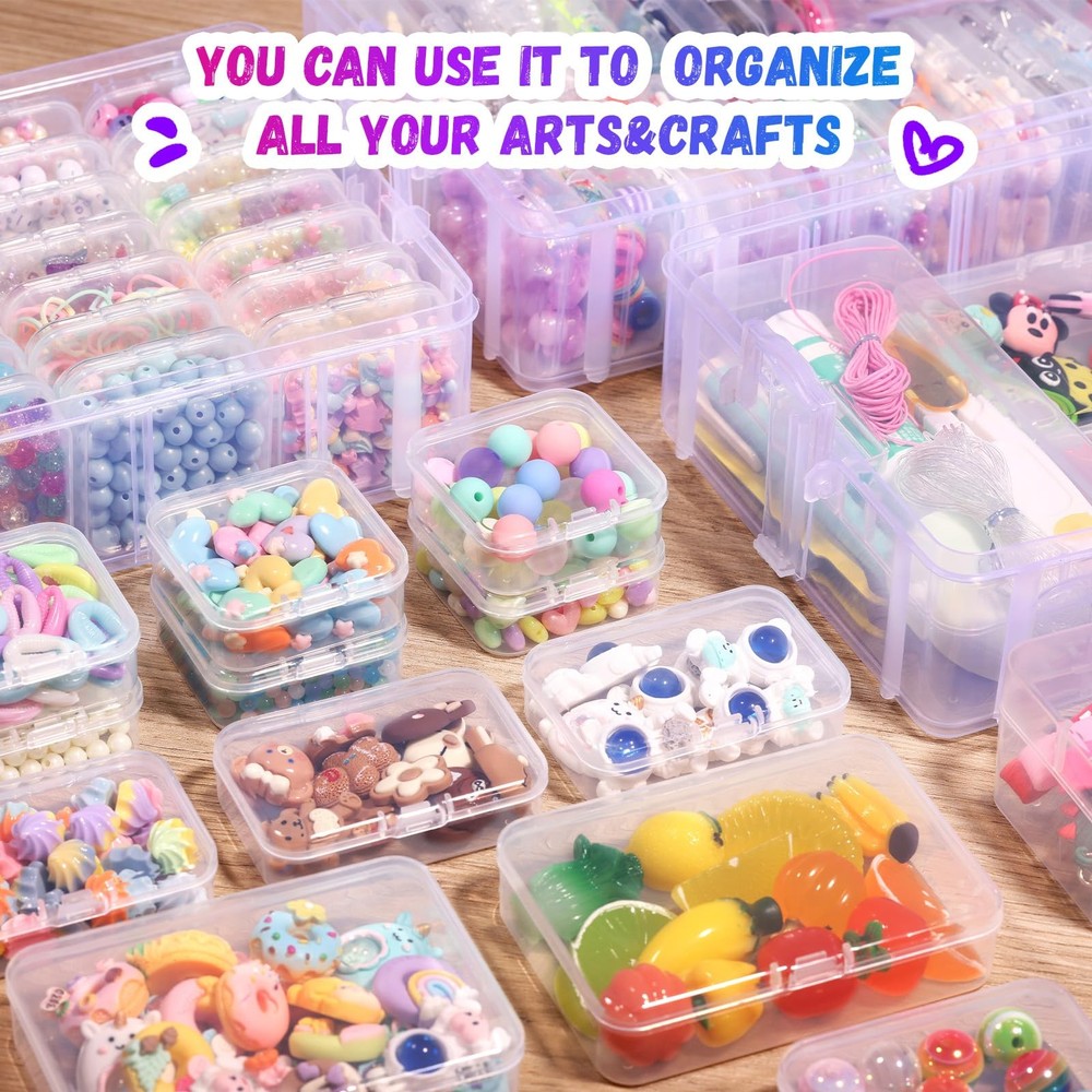Funtopia Bead Organizers and Storage, 56 Pcs Small 1.Medium, Transparent