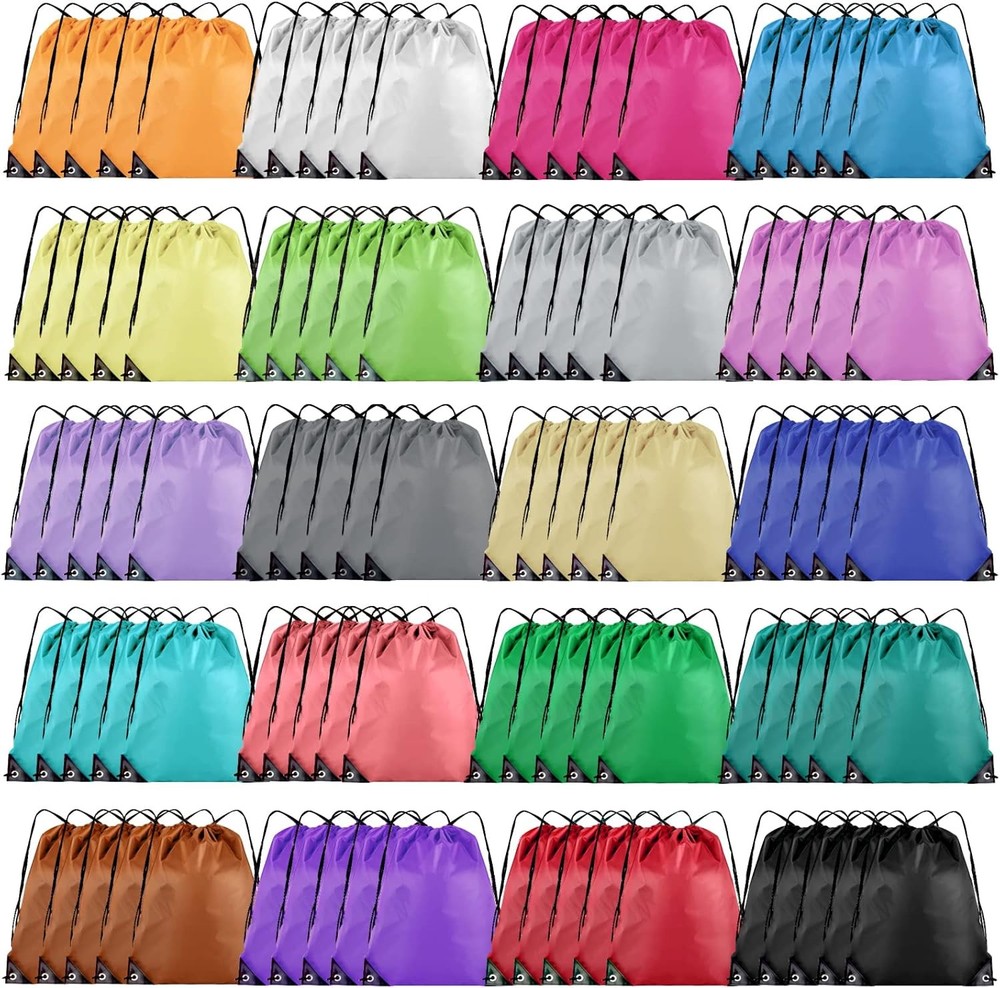 Drawstring Backpack Bulk 100Pcs Cinch Bag, Polyester Bags 20 Color