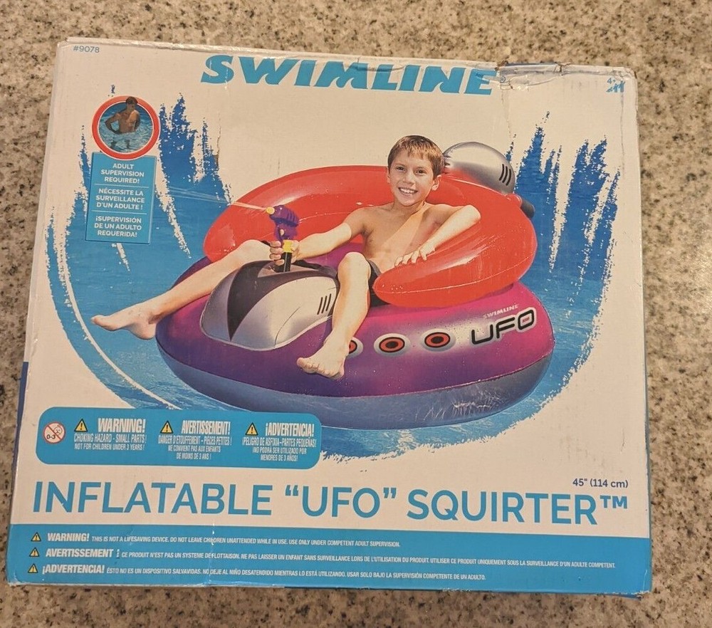 SWIMLINE ORIGINAL Inflatable UFO Spaceship Pool Float Ride On With Fun Consta...