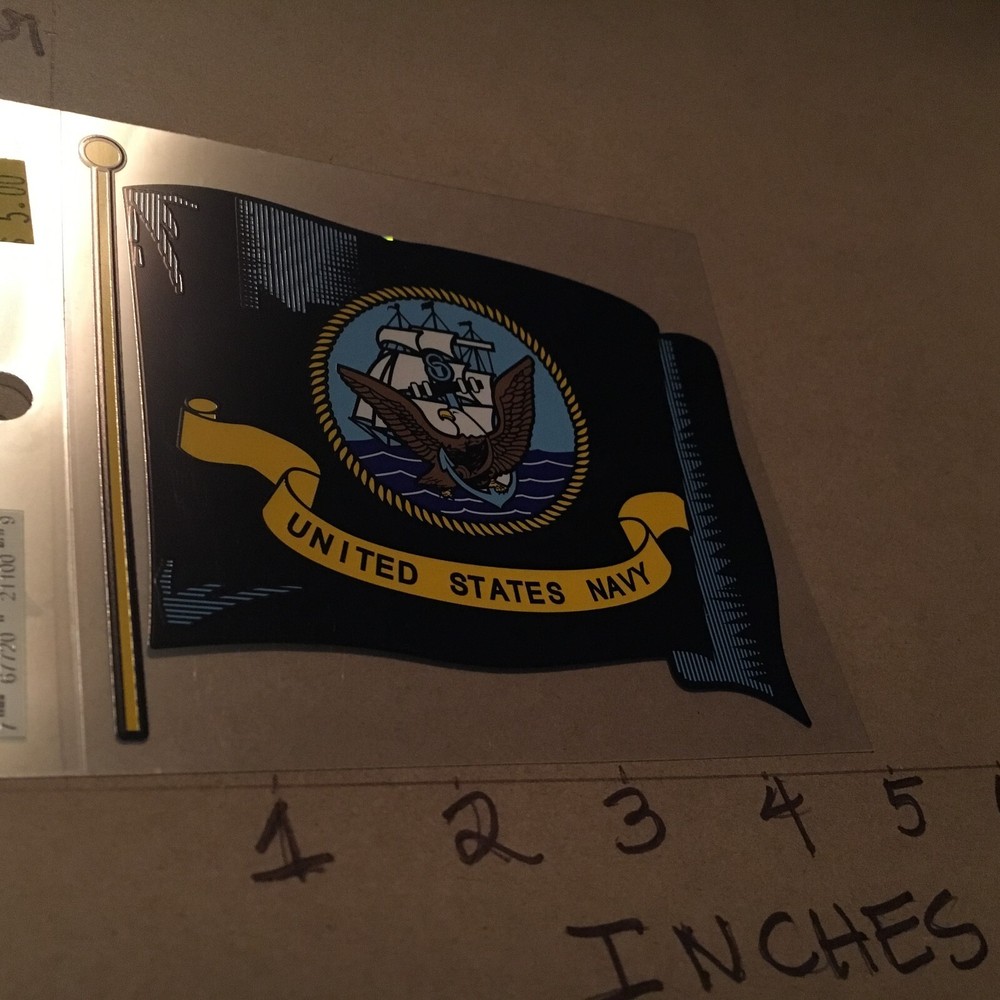 USN NAVY FLAG  Window Decal (Applied outside)