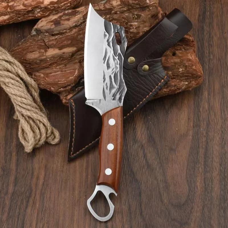 cutting points and stripping knive, solid wood handle suitable for outdoor knive
