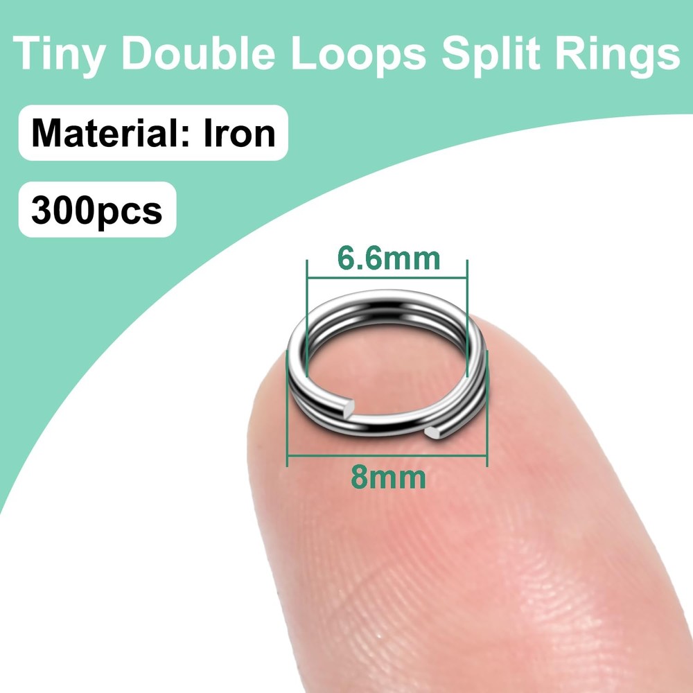 8mm 300 PCS Silver Tiny Split 8mm(inside dia. 6.6mm) Rings 300pcs