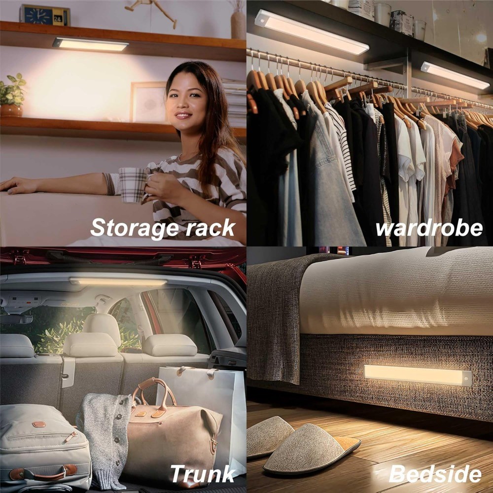 2 Pack Under Cabinet Lighting,54 LED Motion Sensor Light Indoor,2500mah