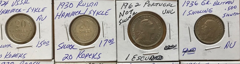 World Silver Coins. 10 total