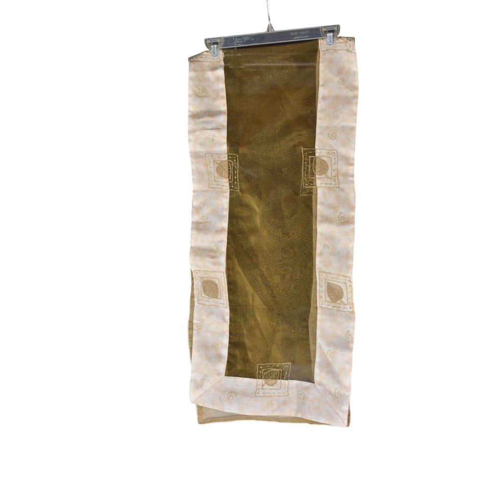 Satin Embroidered Gold Sheer Panel Runner 66x15