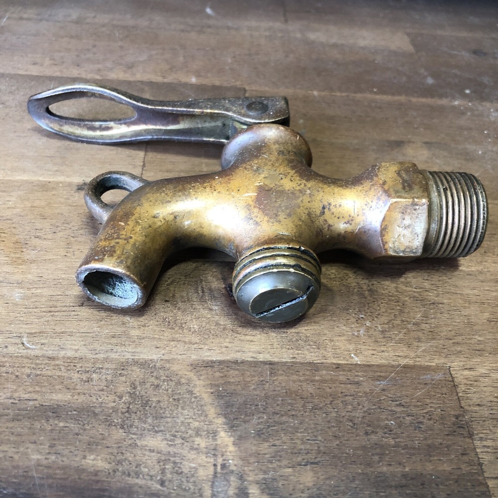 Vintage Locking Brass Spigot ValveFaucet Steampunk-Nat. Brass