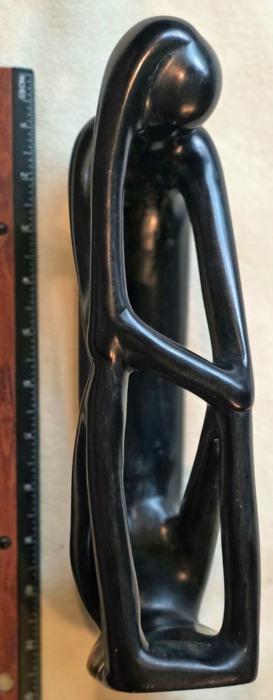 Thinking Man Black Soapstone 12 1/2" High Figure