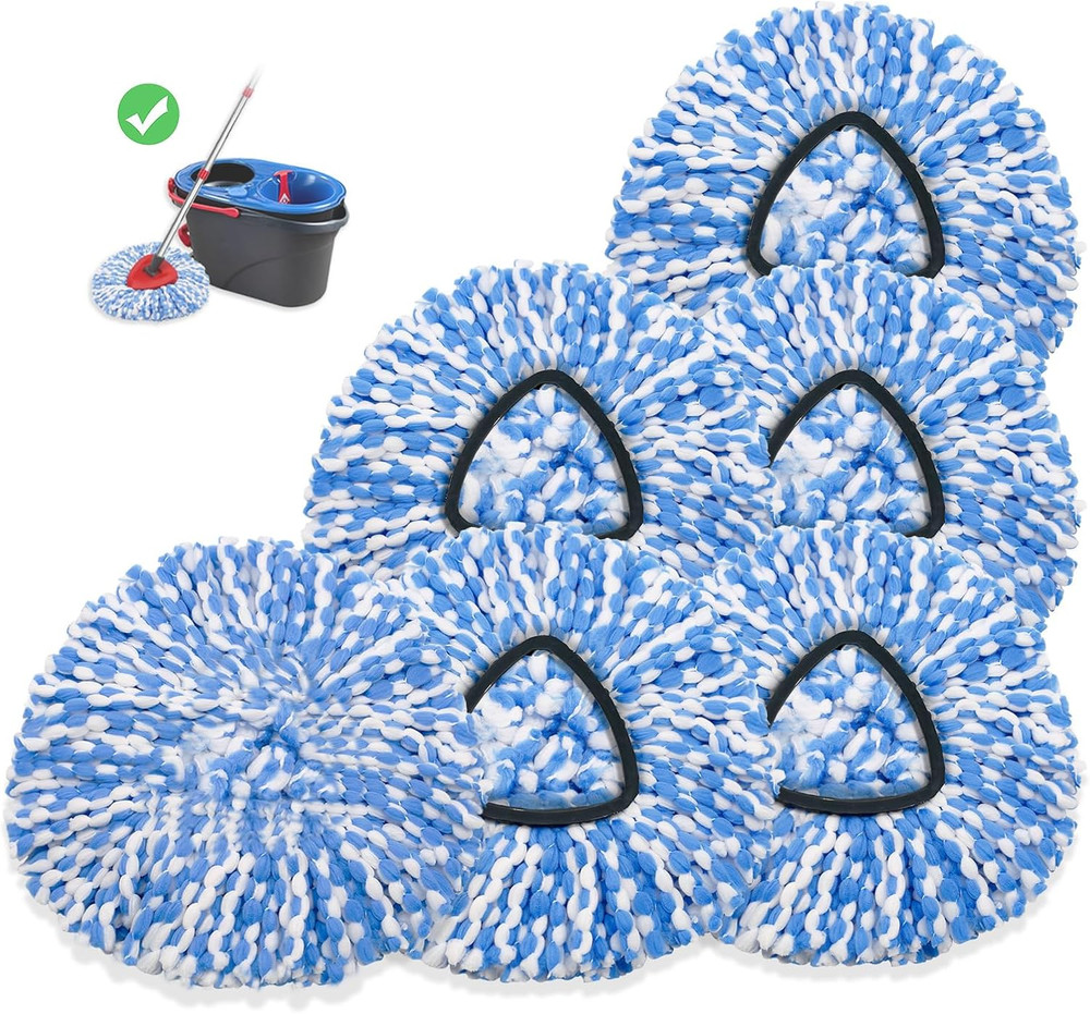 6 Pack Spin Mop Heads Replacements Compatible for O Ceda Rinseclean 2 Tank Syste
