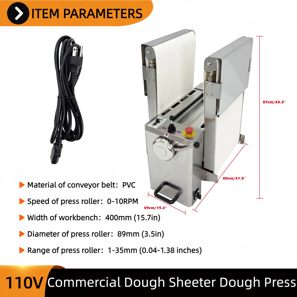 Desktop Foldable Dough Sheeter Dough Pressing Machine 400mm Belt 110V 400W