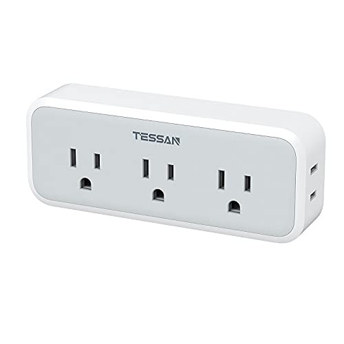 Multi Plug Outlet Extender, Surge Protector Wall Plug Splitter 5 Outlets Gray