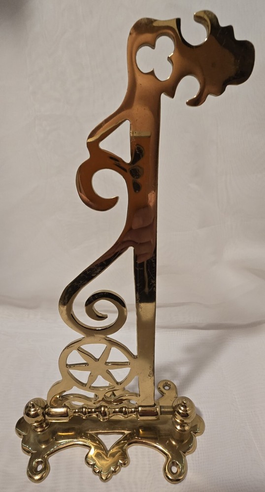 Large Victorian Brass Fireplace Sway Bracket Crane Hook