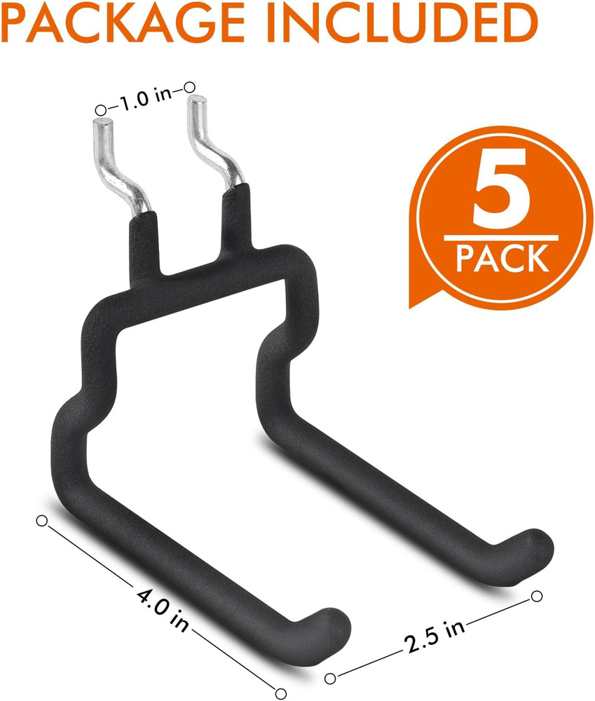 Utility Heavy Duty Pegboard Hooks - 5Pack Peg Board Accessories for Hanging Tool